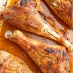 Baked turkey drumsticks pinnable image.