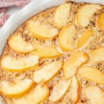 Baked peach oatmeal pinnable image.