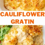 Cauliflower gratin pinnable image.