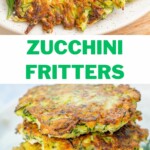 Zucchini fritters pinnable image.