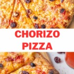 Chorizo pizza pinnable image.